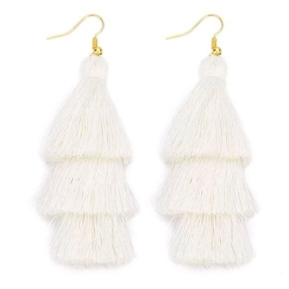 Snow Angel Bohemian Statement Tassel Earring - Picture 1 of 1